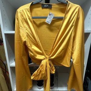 Akira satin cropped blouse